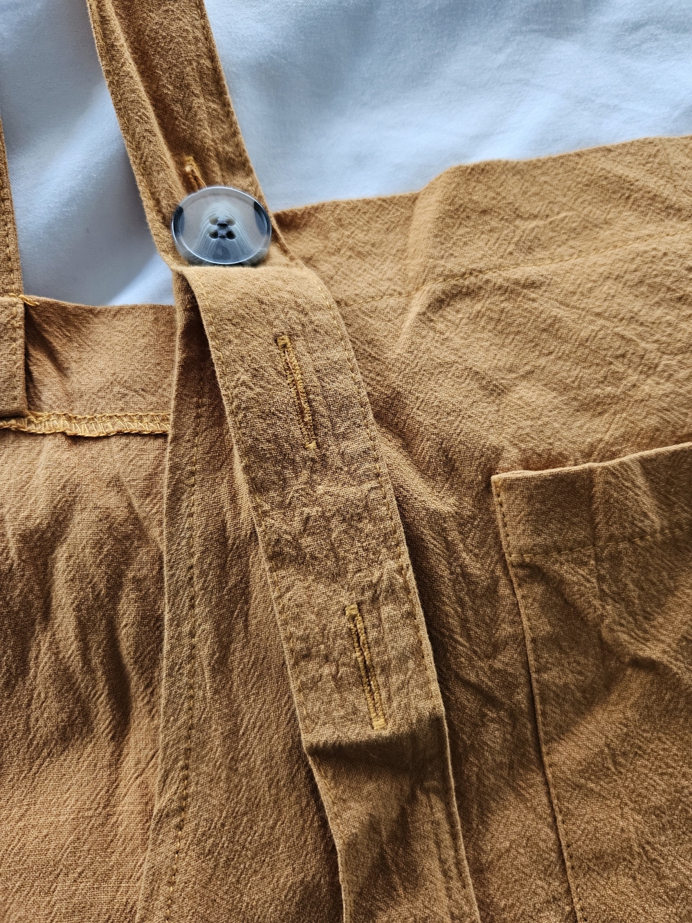Ochre/Orange Women's Linen-Blend Overalls - Picture 5 of 8